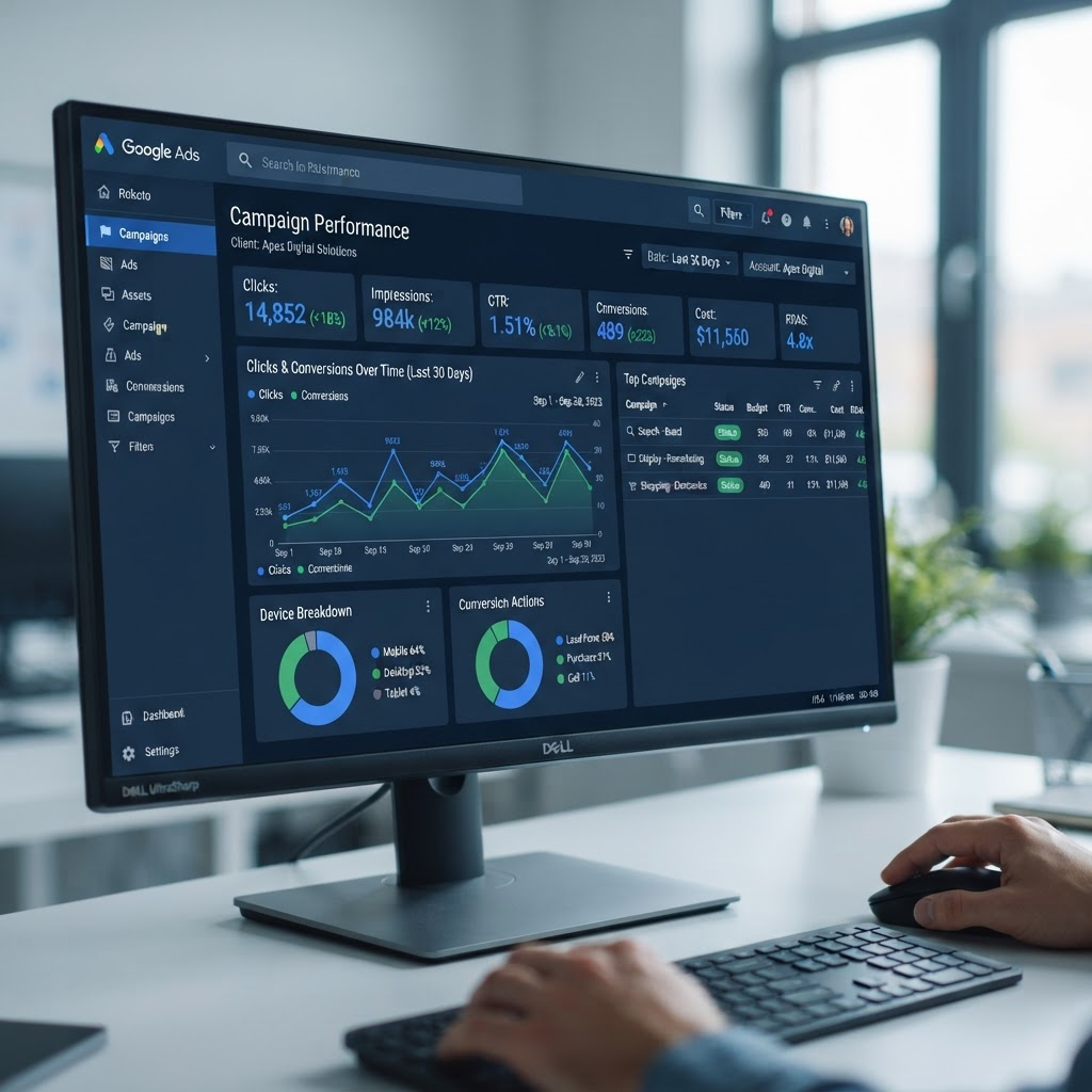 Google Ads PPC performance dashboard