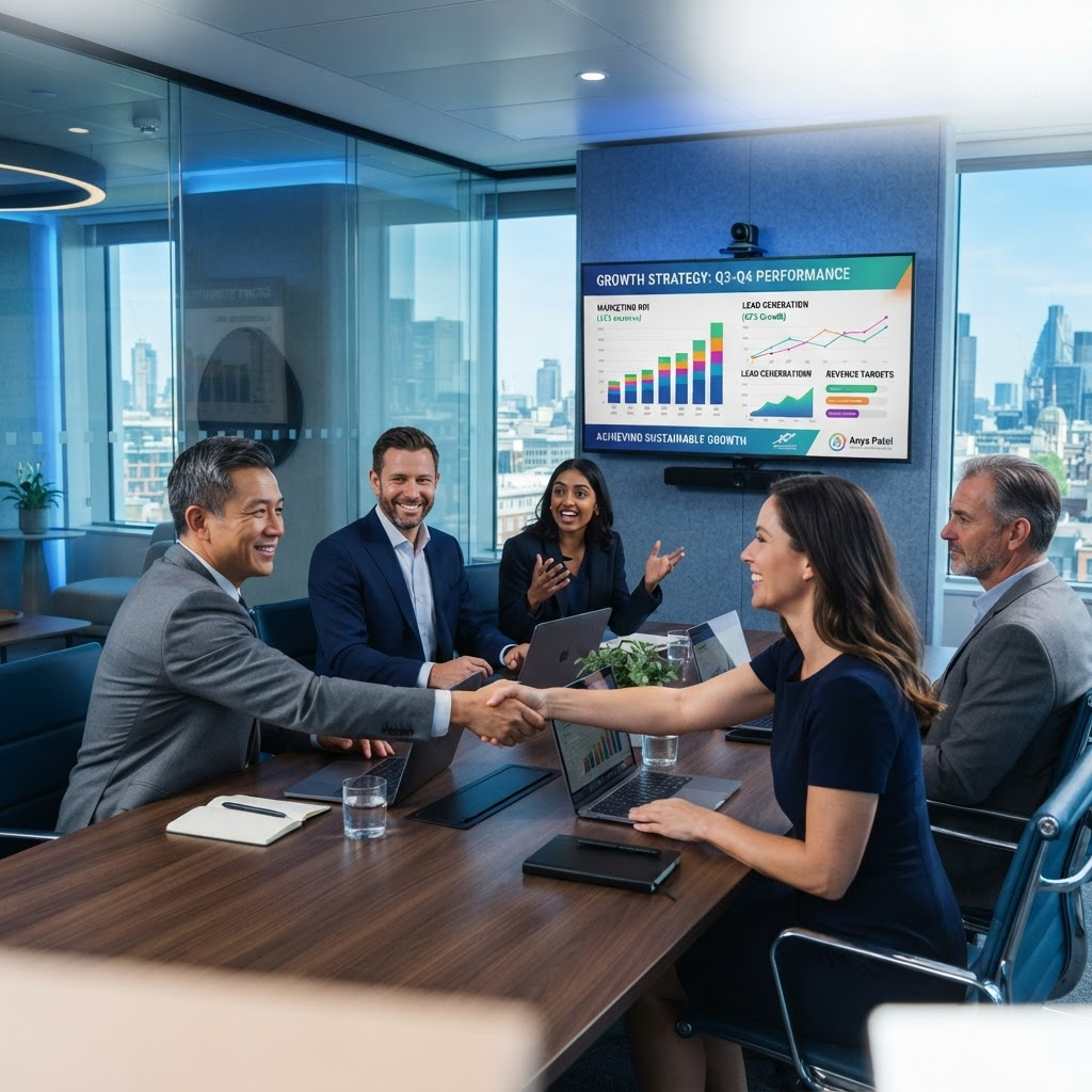 Client meeting presenting growth strategy